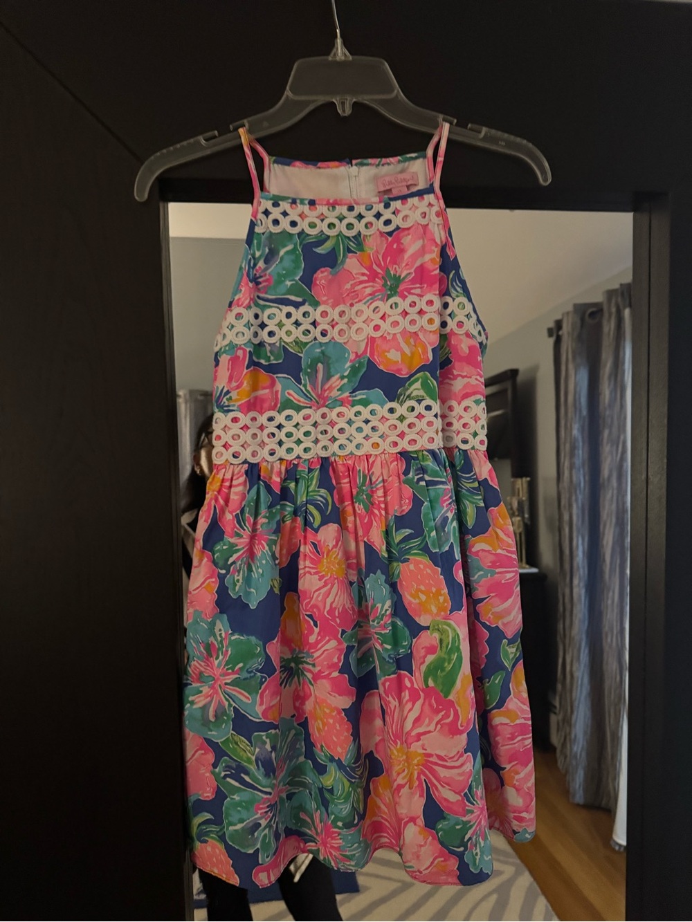 Lilly Pulitzer Navy, Pink & Green Floral Halter Dress